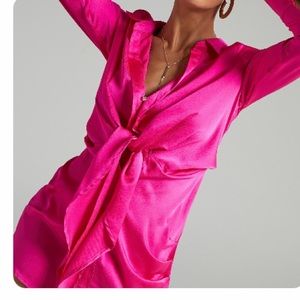 Runaway The Label - Ruby Shirt Dress in Fuchsia